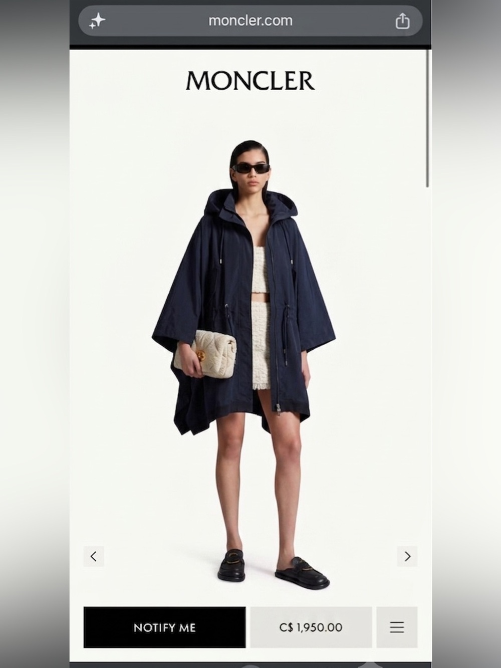 Moncler Navy Hooded Rain Cape